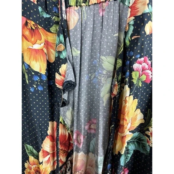 Farm Rio Anthropologie Majorca Wrap Dress Hi Lo Floral Boho Women's Size Small - Picture 14 of 16